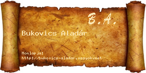 Bukovics Aladár névjegykártya